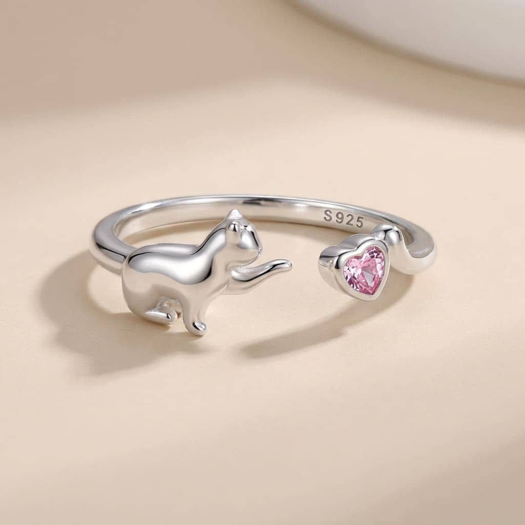 Cute Cat Ring in 925 Sterling Silver - Orelia Boutique