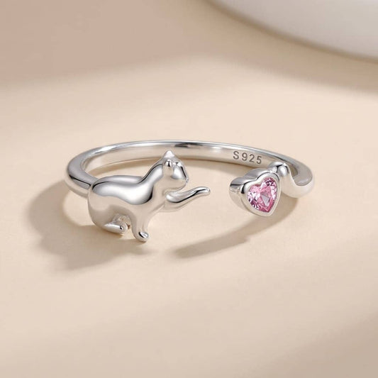 Cute Cat Ring in 925 Sterling Silver - Orelia Boutique