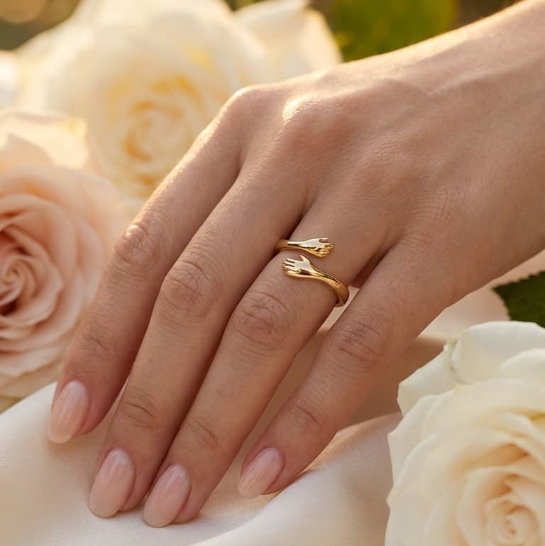 Hug Ring, Gold Tone, 925 Sterling Silver - A Symbol of Love