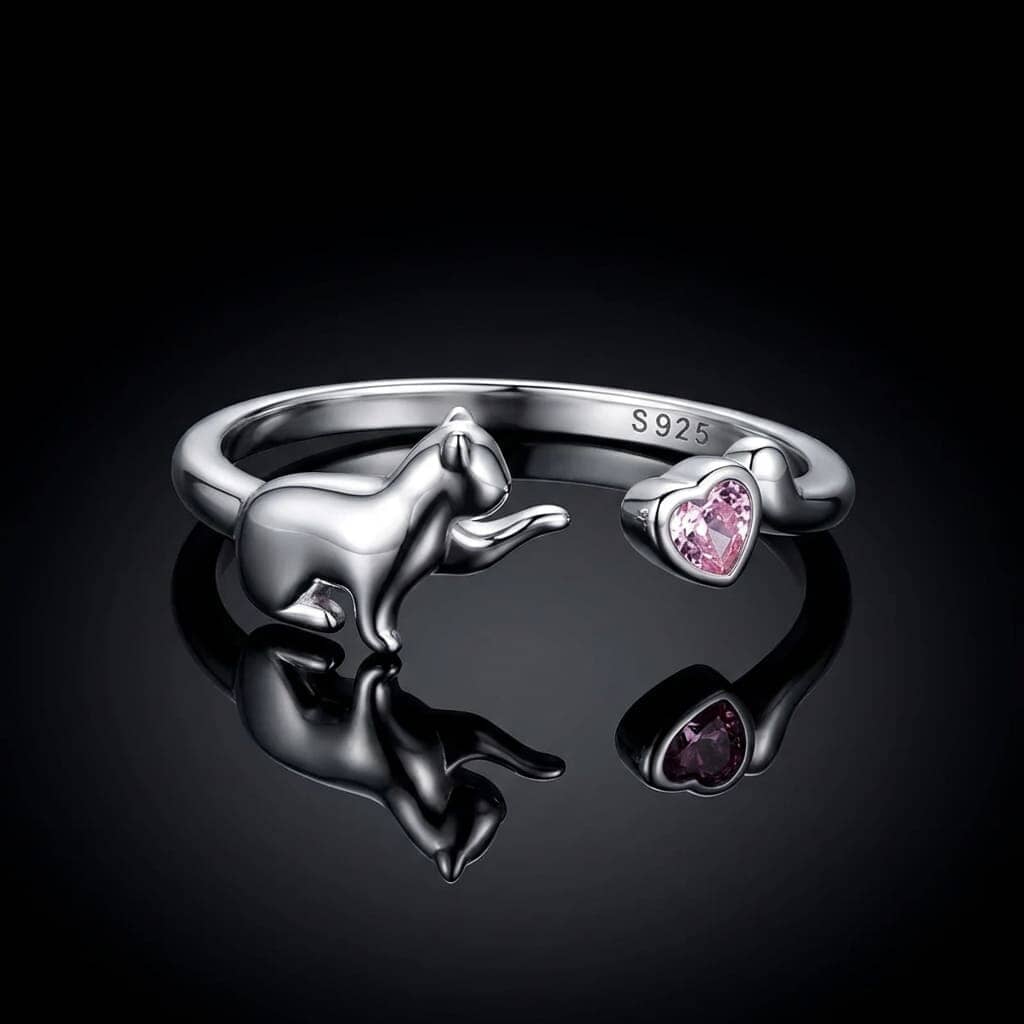 Cute Cat Ring in 925 Sterling Silver - Orelia Boutique