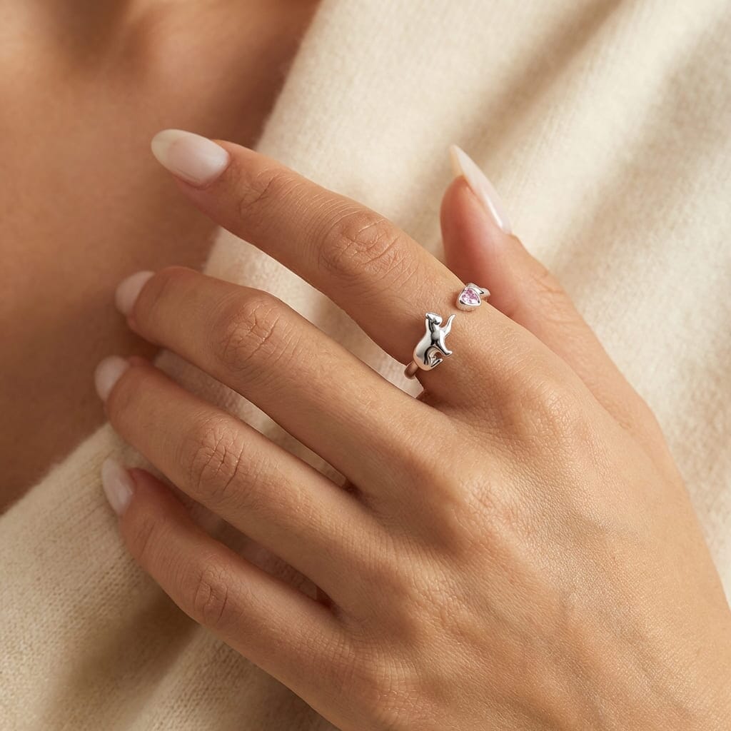 Cute Cat Ring in 925 Sterling Silver - Orelia Boutique