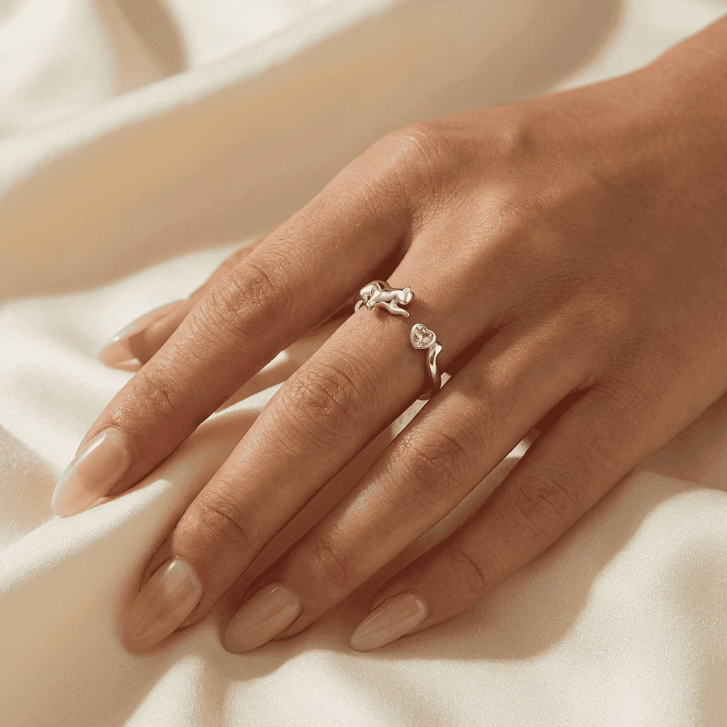 Cute Cat Ring in 925 Sterling Silver - Orelia Boutique