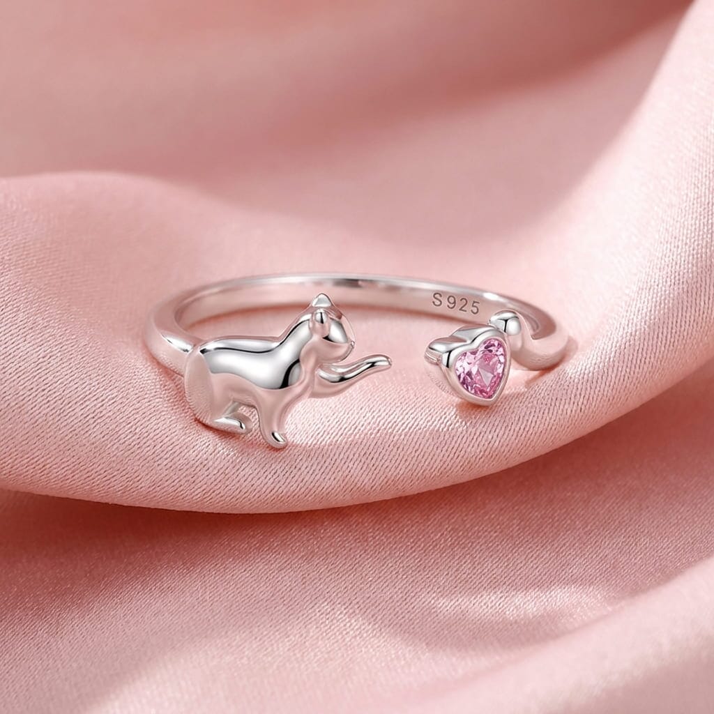Cute Cat Ring in 925 Sterling Silver - Orelia Boutique