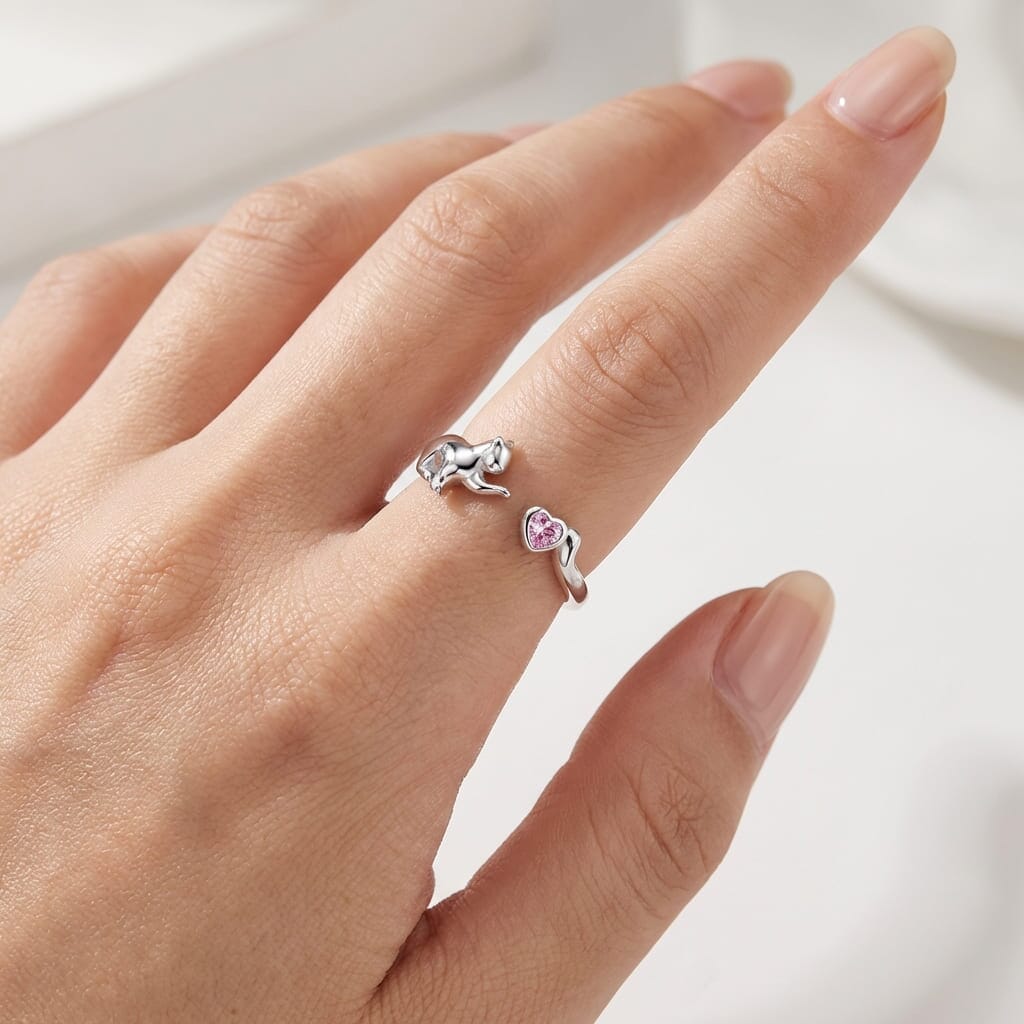 Cute Cat Ring in 925 Sterling Silver - Orelia Boutique
