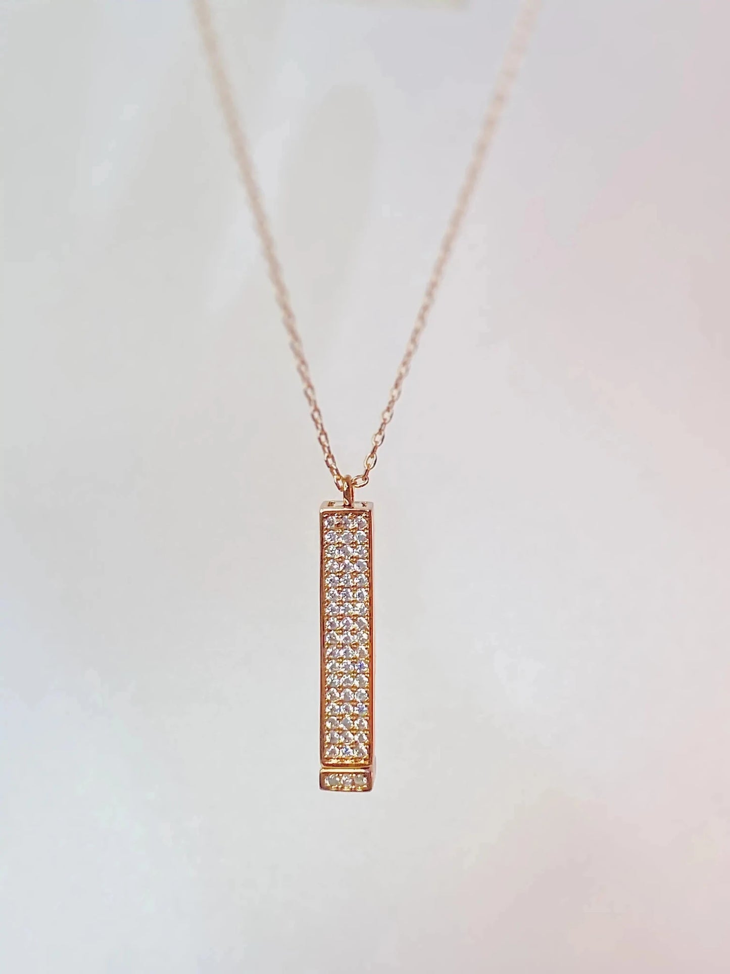 Minimalist Bar Necklace | Stainless Steel Pendant with Zircon - Orelia Boutique