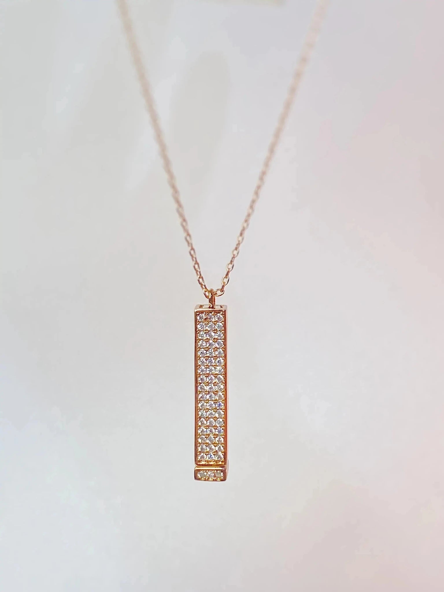 Minimalist Bar Necklace | Stainless Steel Pendant with Zircon - Orelia Boutique