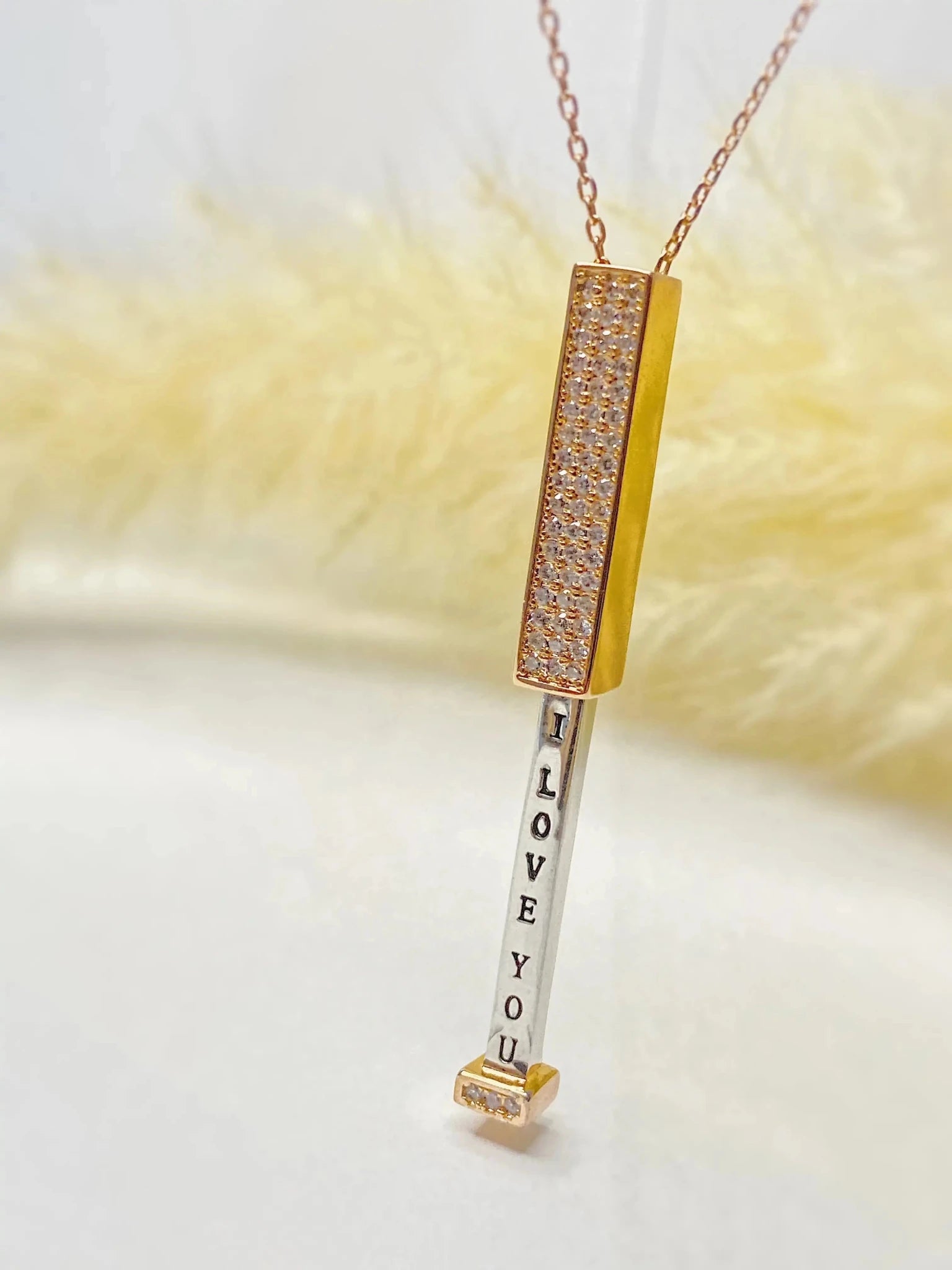 Minimalist Bar Necklace | Stainless Steel Pendant with Zircon - Orelia Boutique