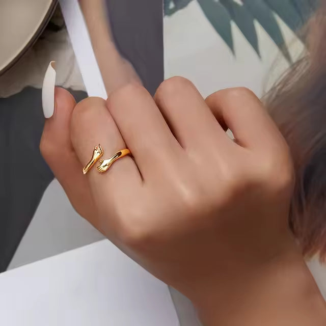 Hug Ring, Gold Tone, 925 Sterling Silver - A Symbol of Love